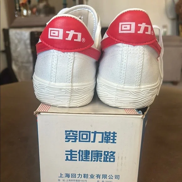 White and Red Athletic Shoes - Picture 2 of 6